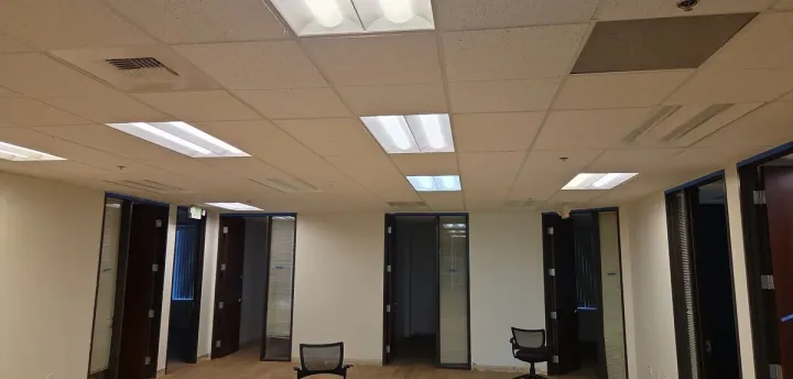 Commercial office lighting maintained by Peach Electric