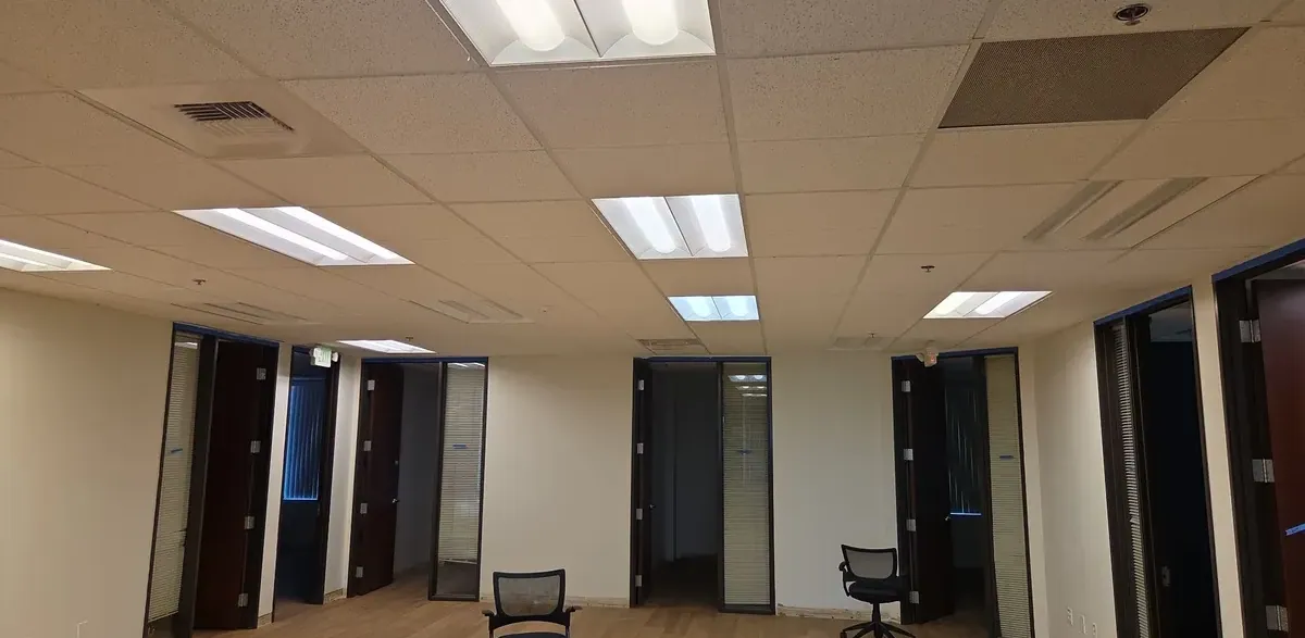 Commercial office lighting maintained by Peach Electric