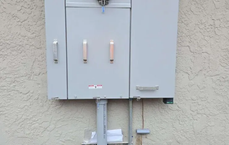 Exterior electrical panel and conduit installation on a Sacramento area home
