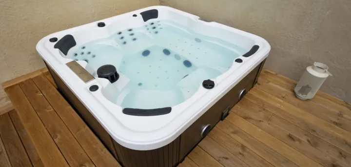 Hot tub prepared for safe electrical disconnection and removal