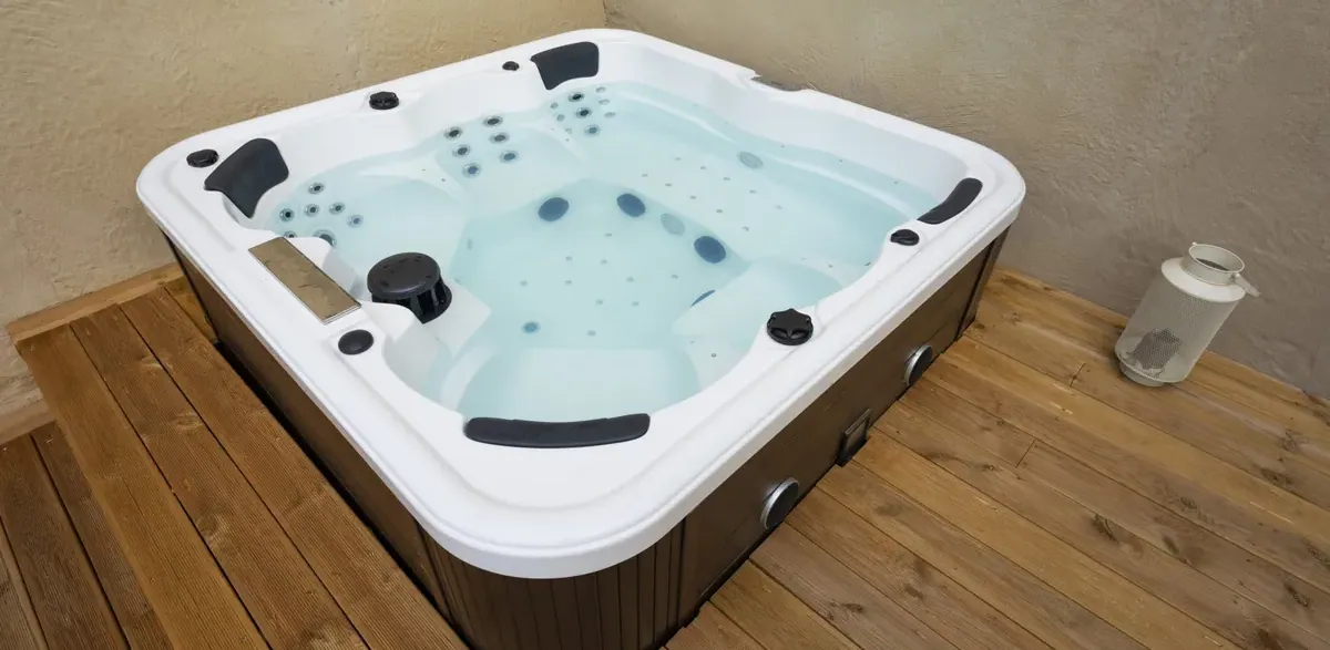 Hot tub prepared for safe electrical disconnection and removal
