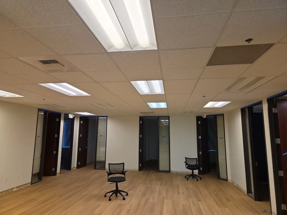 Commercial office lighting maintained by Peach Electric