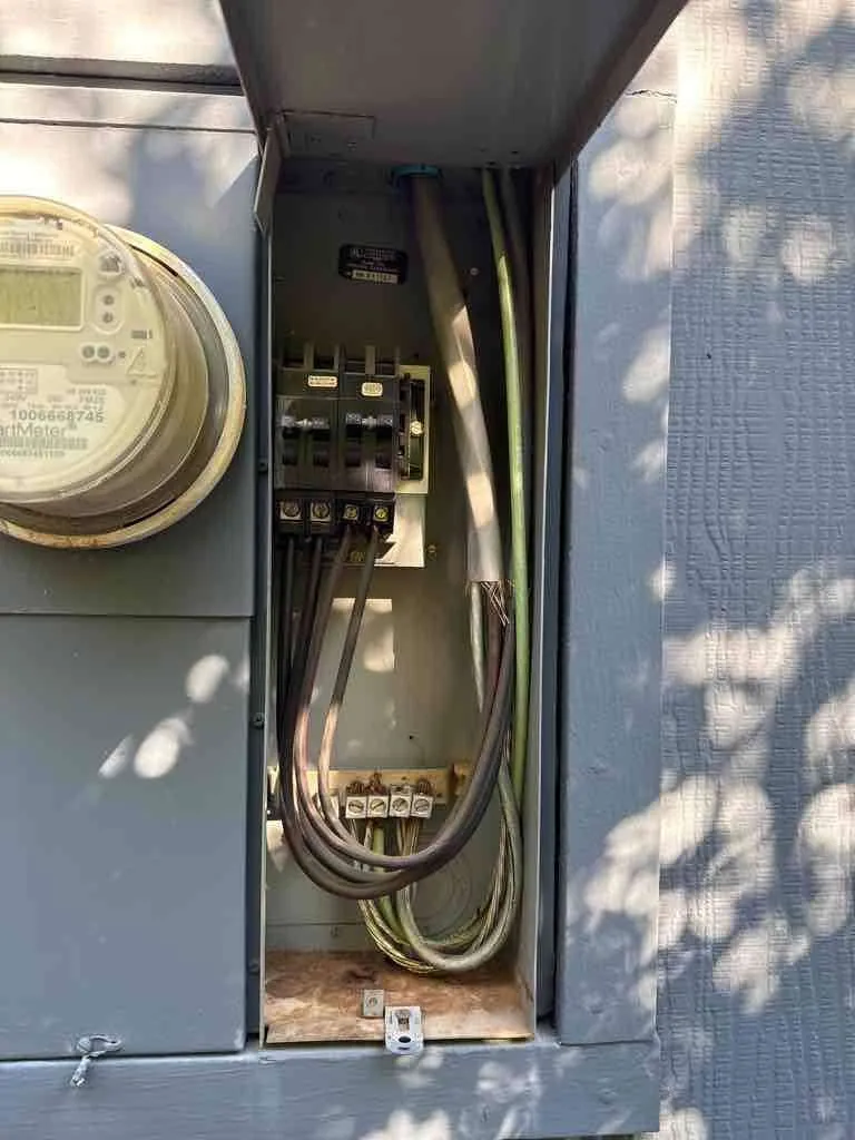 Open meter main panel during a permitted electrical inspection