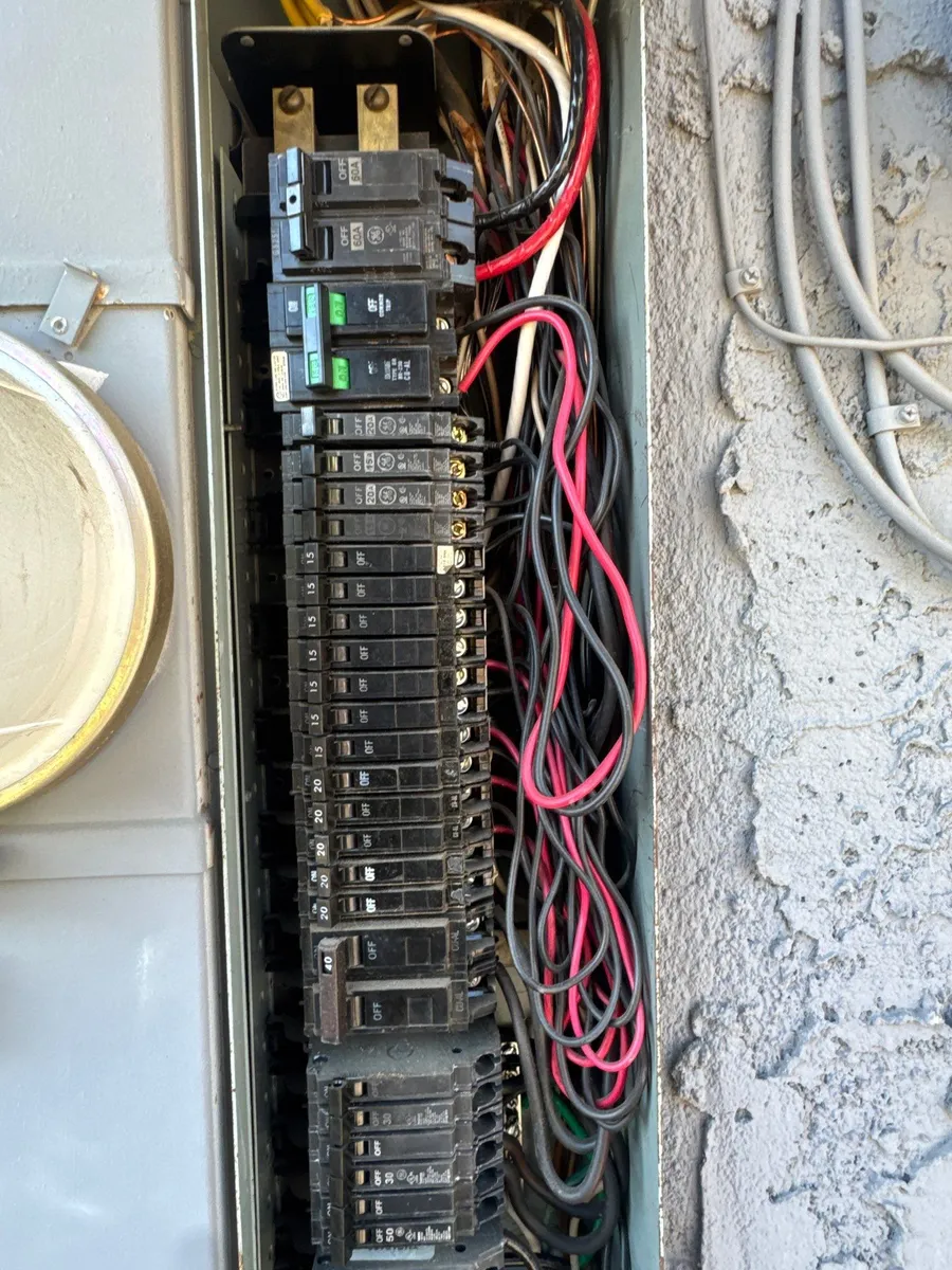 GE load center in a Carmichael home with GE-branded breakers, the kind ABB still makes compatible replacements for